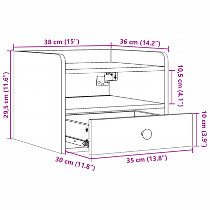 Nachtkastje met lade Wit 38 x 36 x 29.5 cm Massief grenenhout