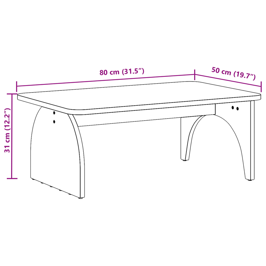 Salontafel Wit 80 x 50 x 31 cm Massief grenenhout