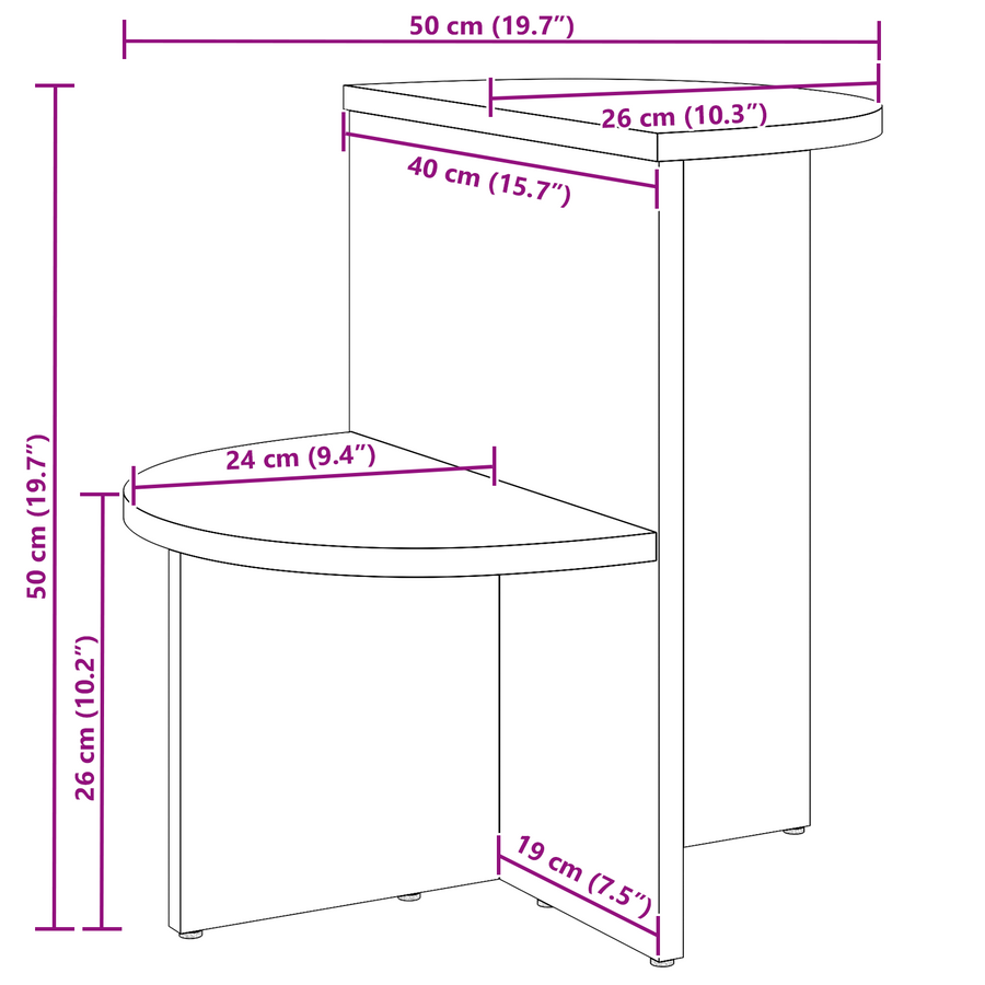 Bijzettafel Wit 50 x 40 x 50 cm Massief grenenhout