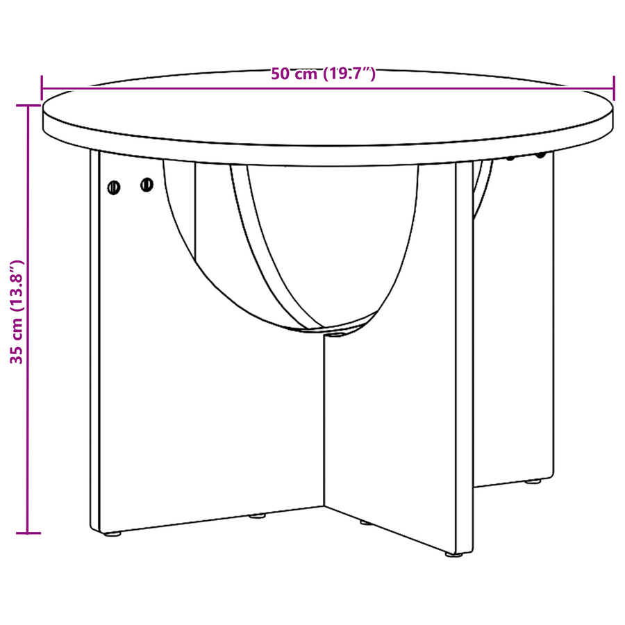Salontafel Wit 50 x 50 x 35 cm Massief grenenhout
