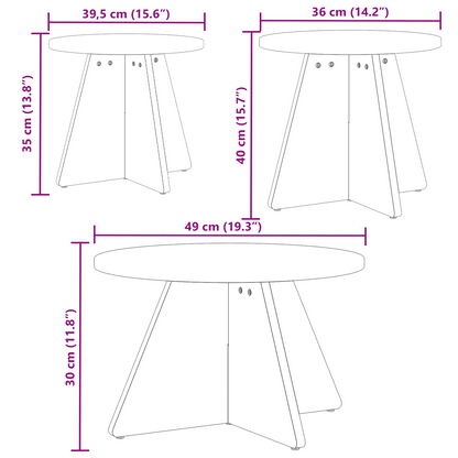 Koffietafel Set 3 pcs Wit 49 x 49 x 30 cm Massief grenenhout