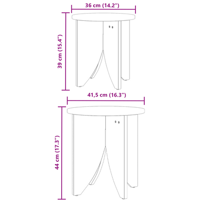 Salontafel 2 pcs Natuurlijk 41.5 x 41.5 x 44 cm