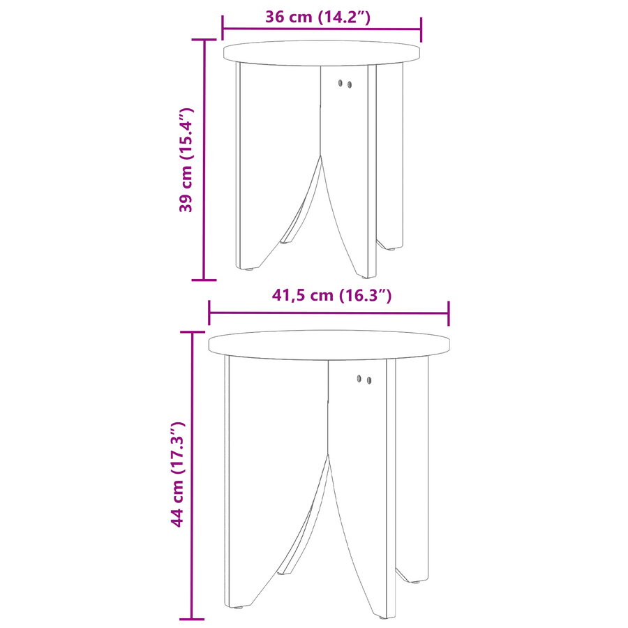 Koffietafel Set 2 pcs Wit 41.5 x 41.5 x 44 cm