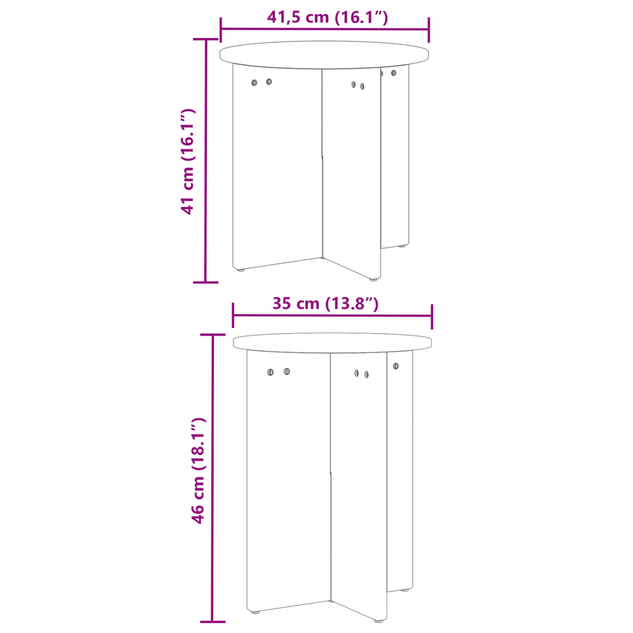 Salontafel 2 pcs Natuurlijk 41,5 x 41,5 x 41 cm