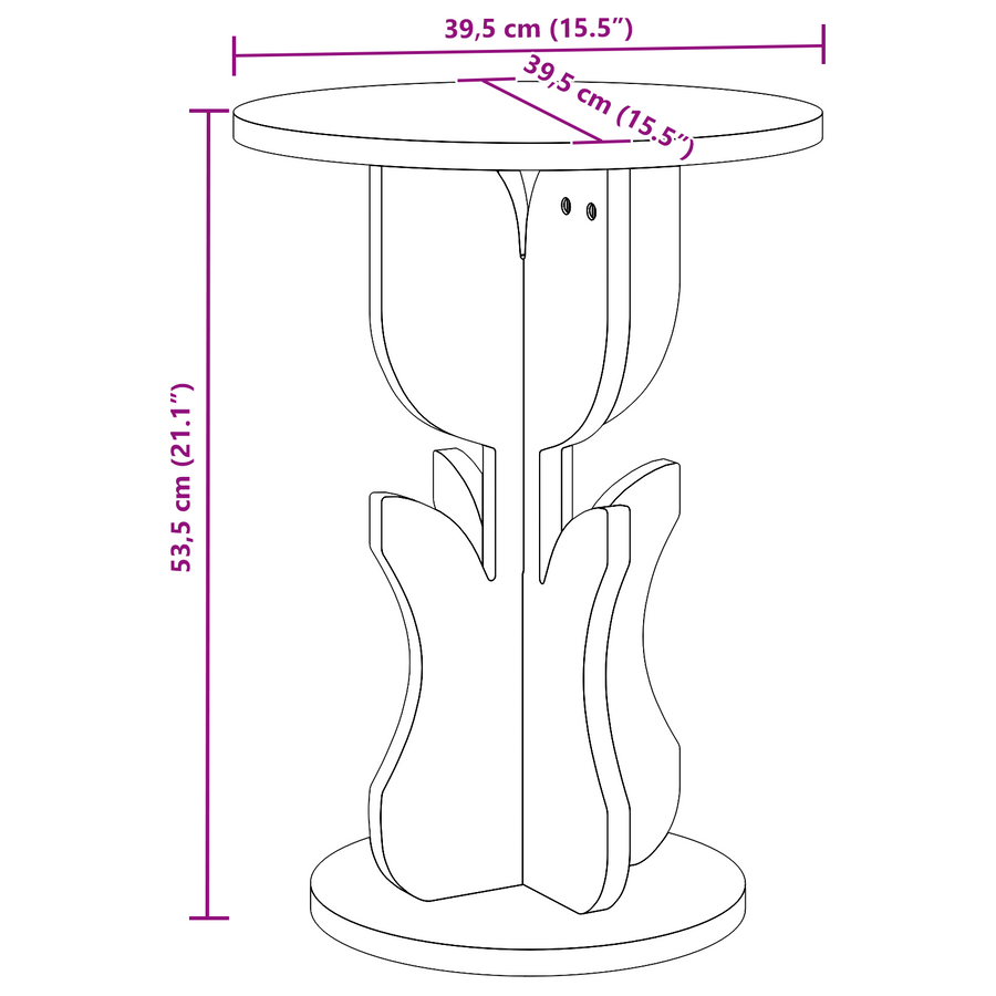 Bijzettafel Wasbruin 39.5 x 39.5 x 53.5 cm Massief grenenhout