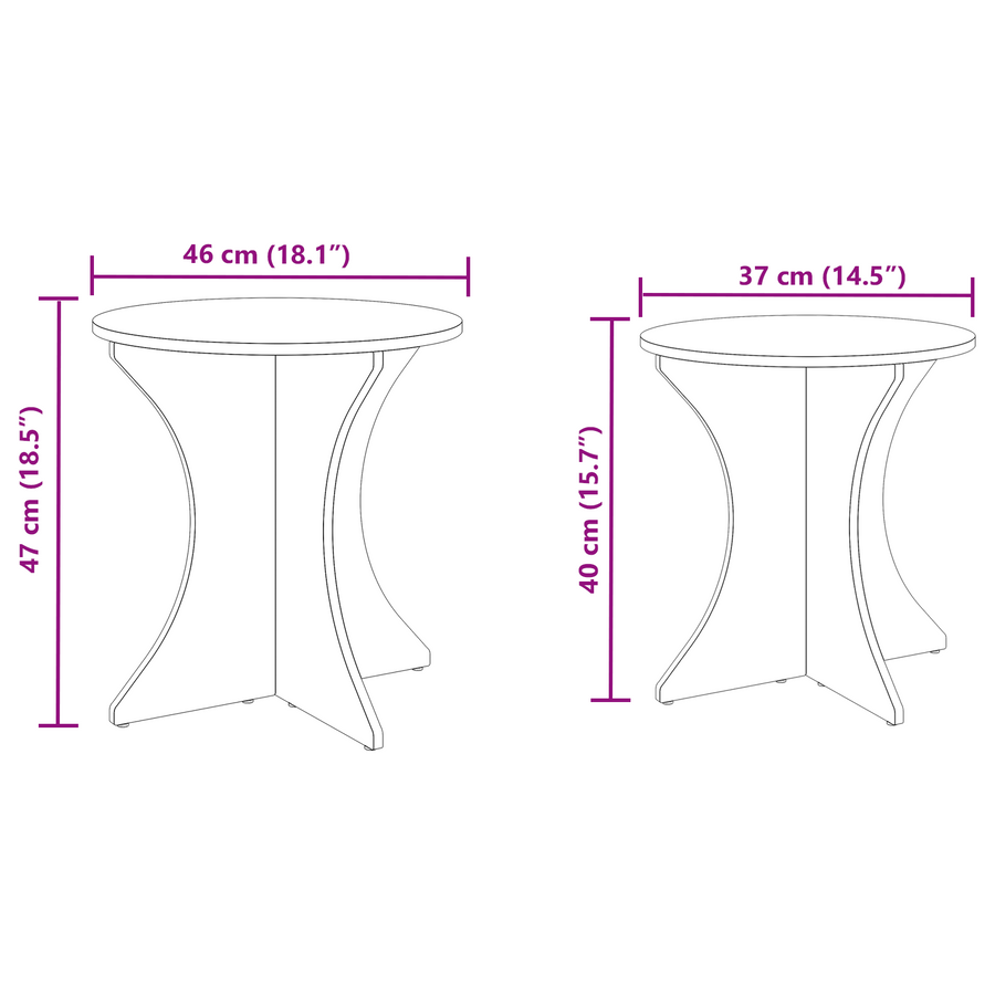 Koffietafel Set 2 pcs Wit 46 x 46 x 47 cm Massief grenenhout