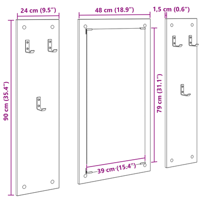 Wandgemonteerde kapstok Wit 96 x 1.5 x 90 cm Bewerkt hout