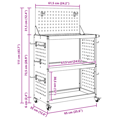 Gereedschapswagen Antraciet 65 x 35 x 111 cm Poedergecoat staal