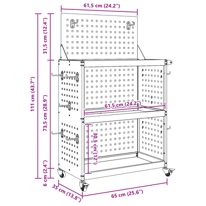 Gereedschapswagen Antraciet 65 x 35 x 111 cm Poedergecoat staal