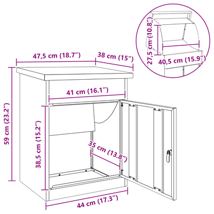 Pakket inwerp box Zwart 41 x 38 x 103 cm Roestvrij staal