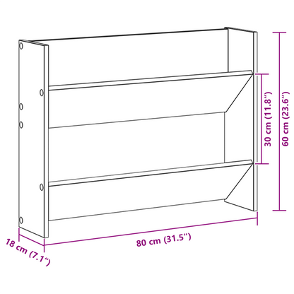 Wand Schoenenkasten met plank Anders 2 pcs Zwart eiken 60 x 18 x 60 cm
