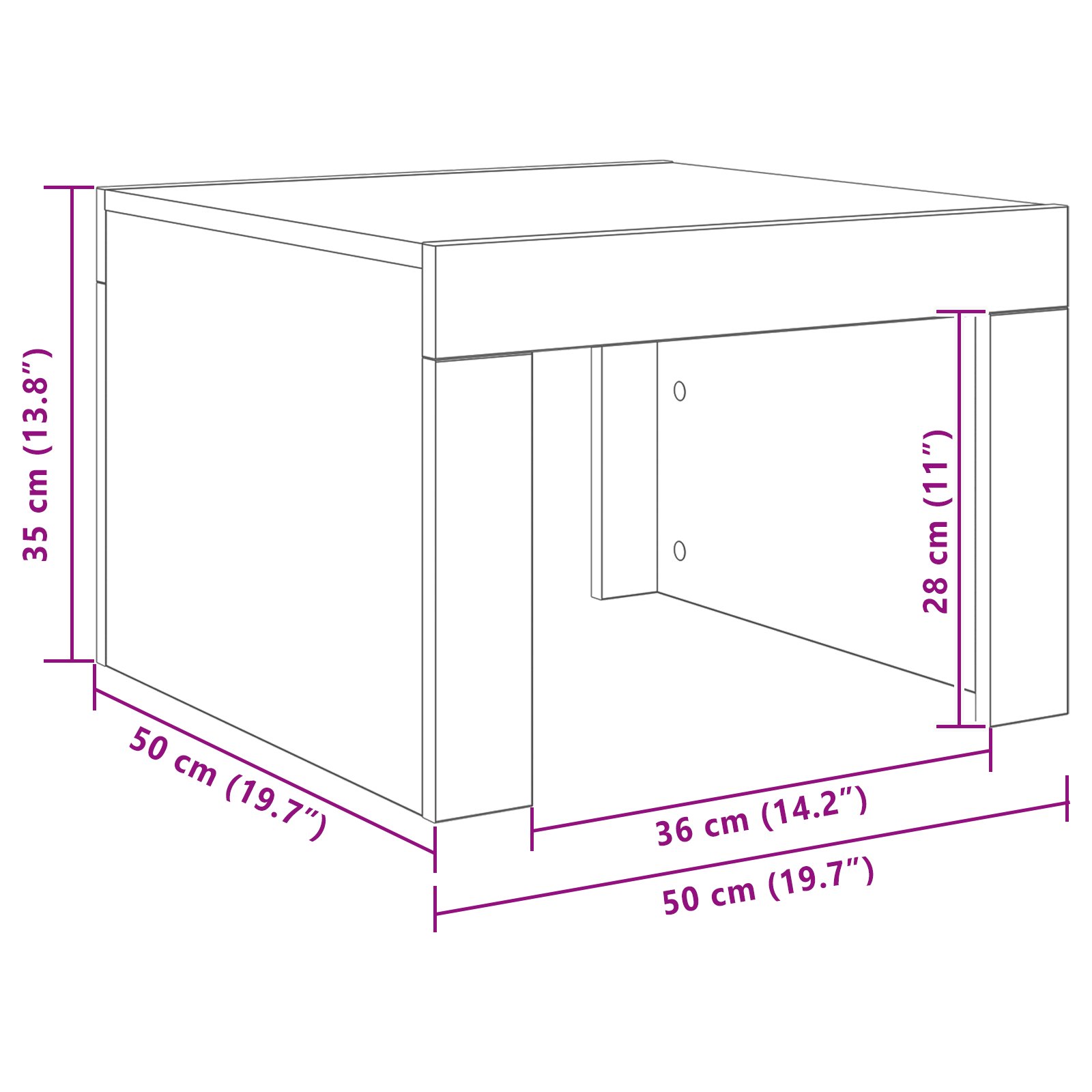Salontafel Oud hout 50 x 50 x 35 cm Bewerkt hout