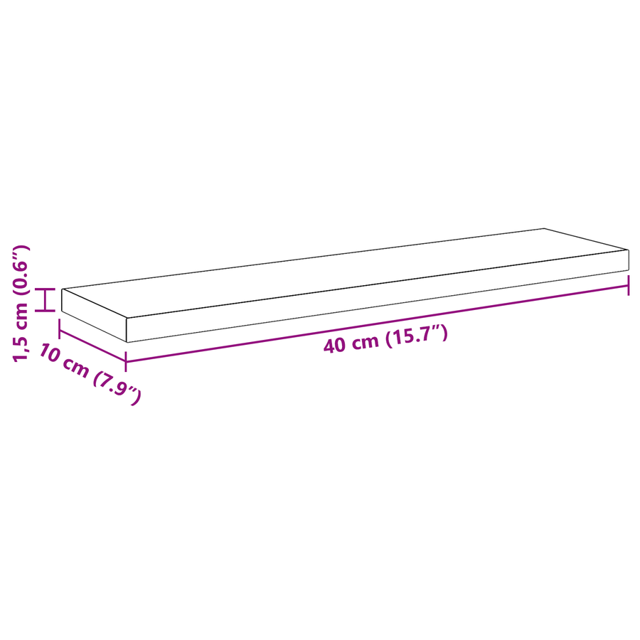 Wandplanken Zwart Eiken MDF 40 x 10 x 1.5 cm Wandplanken