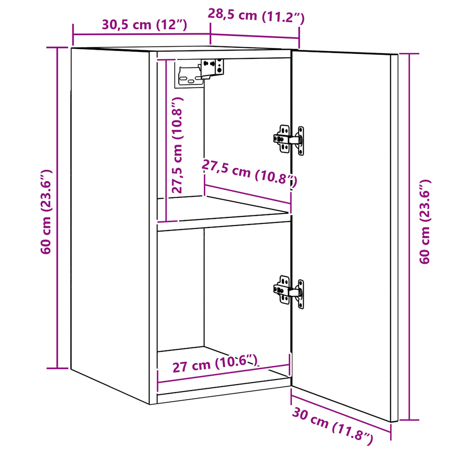 TV Meubel met plank Anders met opslag met de deur 2 pcs Zwart eiken Bewerkt hout