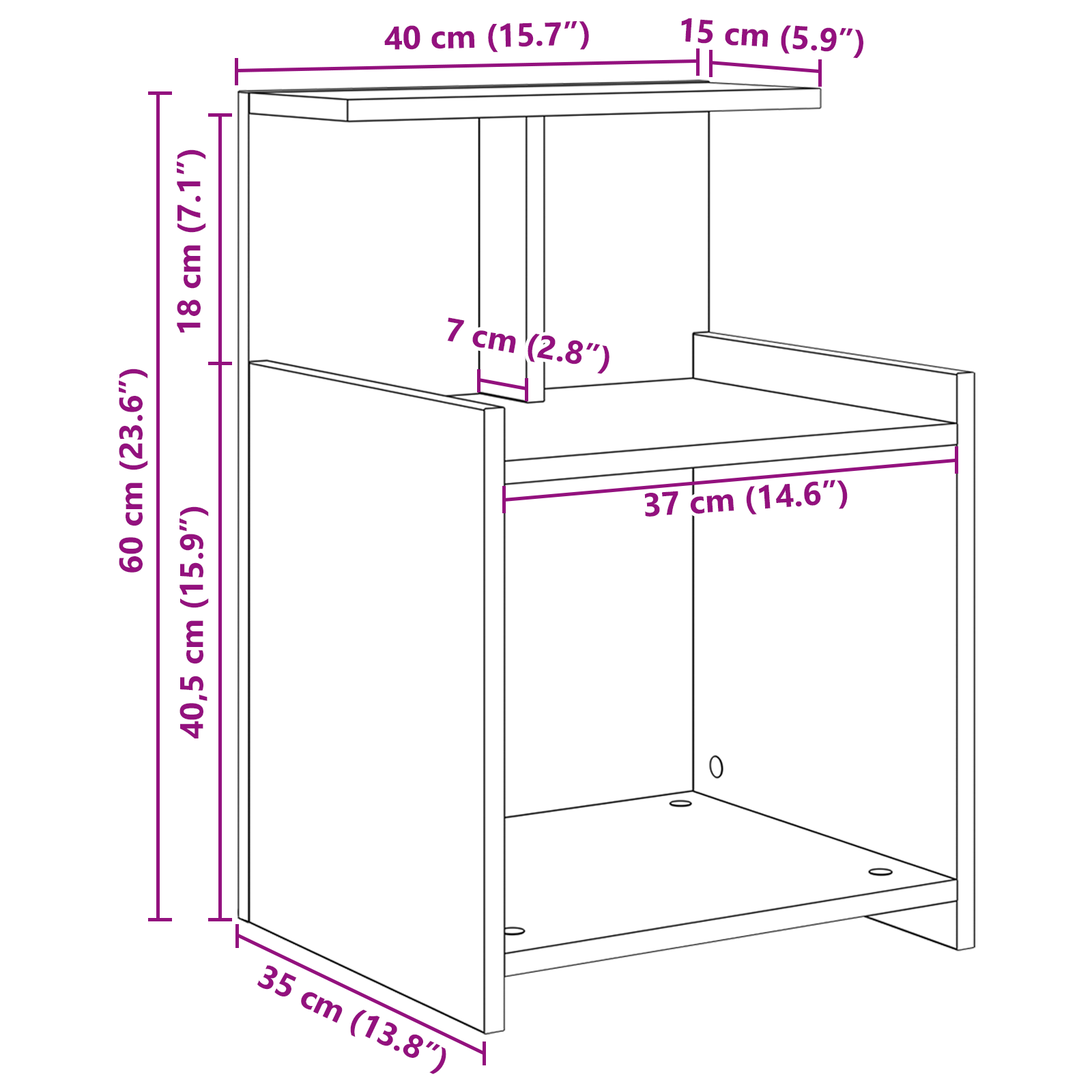 Bedkasten 2 stuks Ambachtelijk Eiken 40x35x60 cm Bewerkt Hout