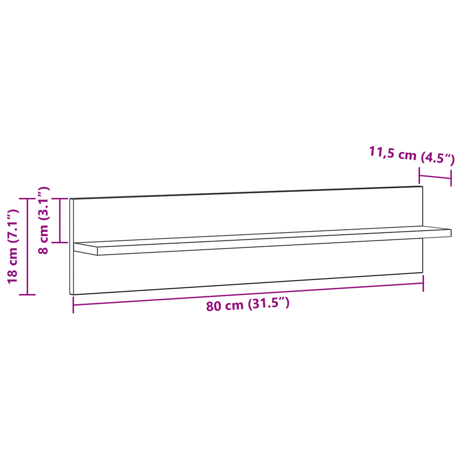 Wandplanken 2 pcs Zwart eiken 80 x 11.5 x 18 cm Bewerkt hout
