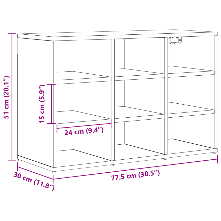 Schoenenkast Ambachtelijk eiken 52.5 x 30 x 50 cm Bewerkt hout