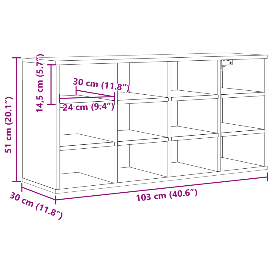 Schoenenkast met plank Oude hout 52.5 x 30 x 50 cm Bewerkt hout