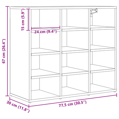 Schoenenkast met plank Oude hout 52.5 x 30 x 50 cm Bewerkt hout