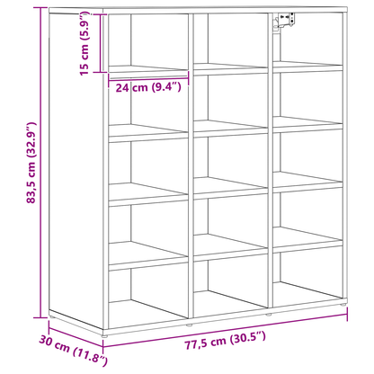 Schoenenkast Ambachtelijk eiken 52.5 x 30 x 50 cm Bewerkt hout