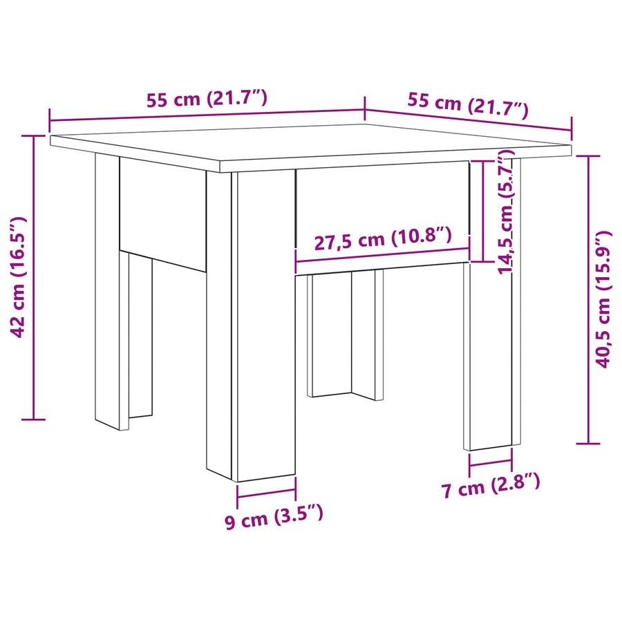 Salontafel Zwart eiken 55 x 55 x 42 cm