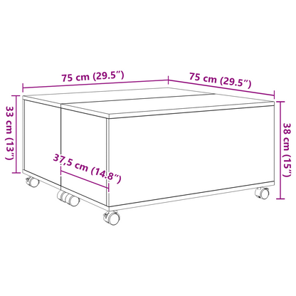 Salontafel artisanaal eikenkleurig 75 x 75 x 38 cm Bewerkt hout