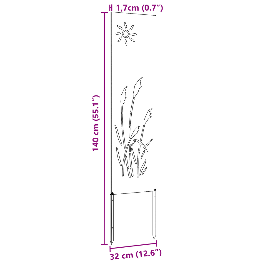Tuin decoratief paneel Wit 32 x 140 cm Koudgewalst staal