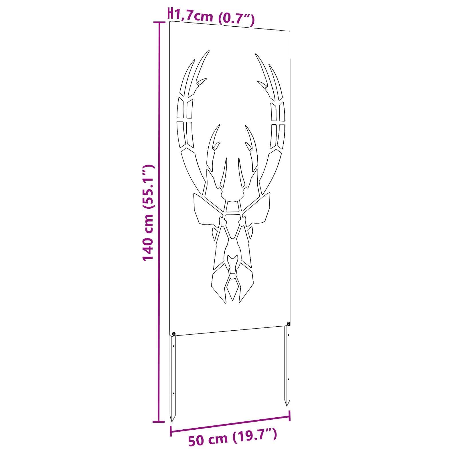 Tuin decoratief paneel Zilver 50 x 140 cm Roestvrij staal