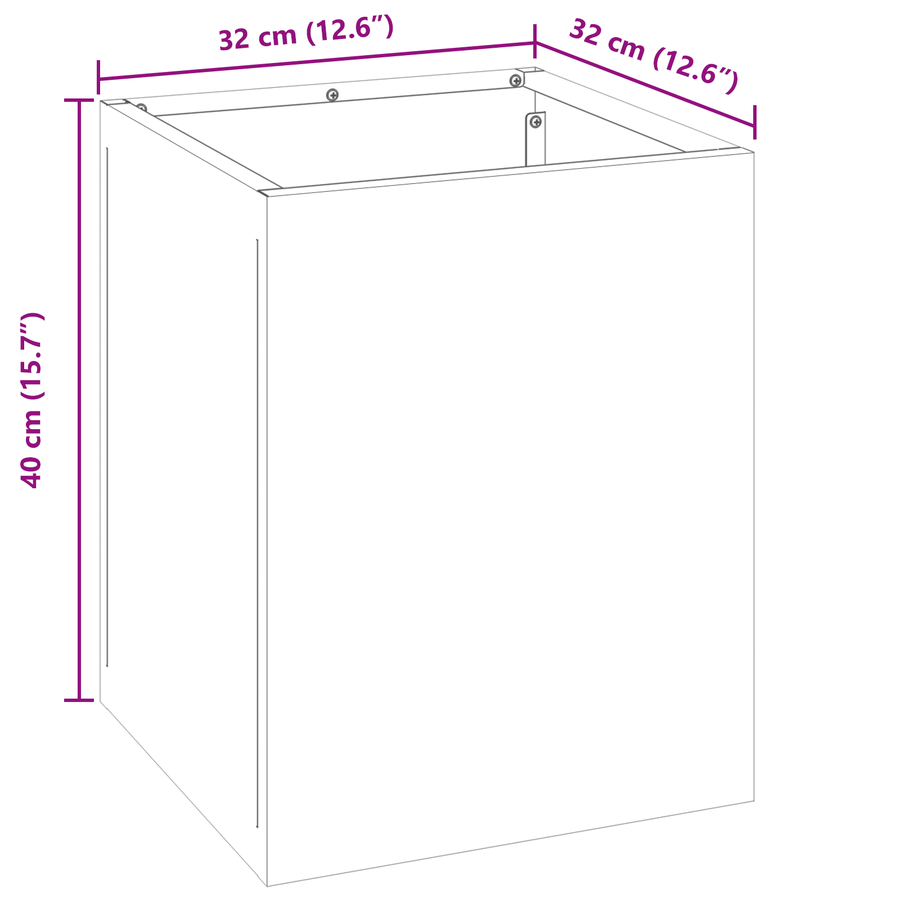 Tuin Bloempot Antraciet 50 x 32 x 40 cm Koudgewalst staal
