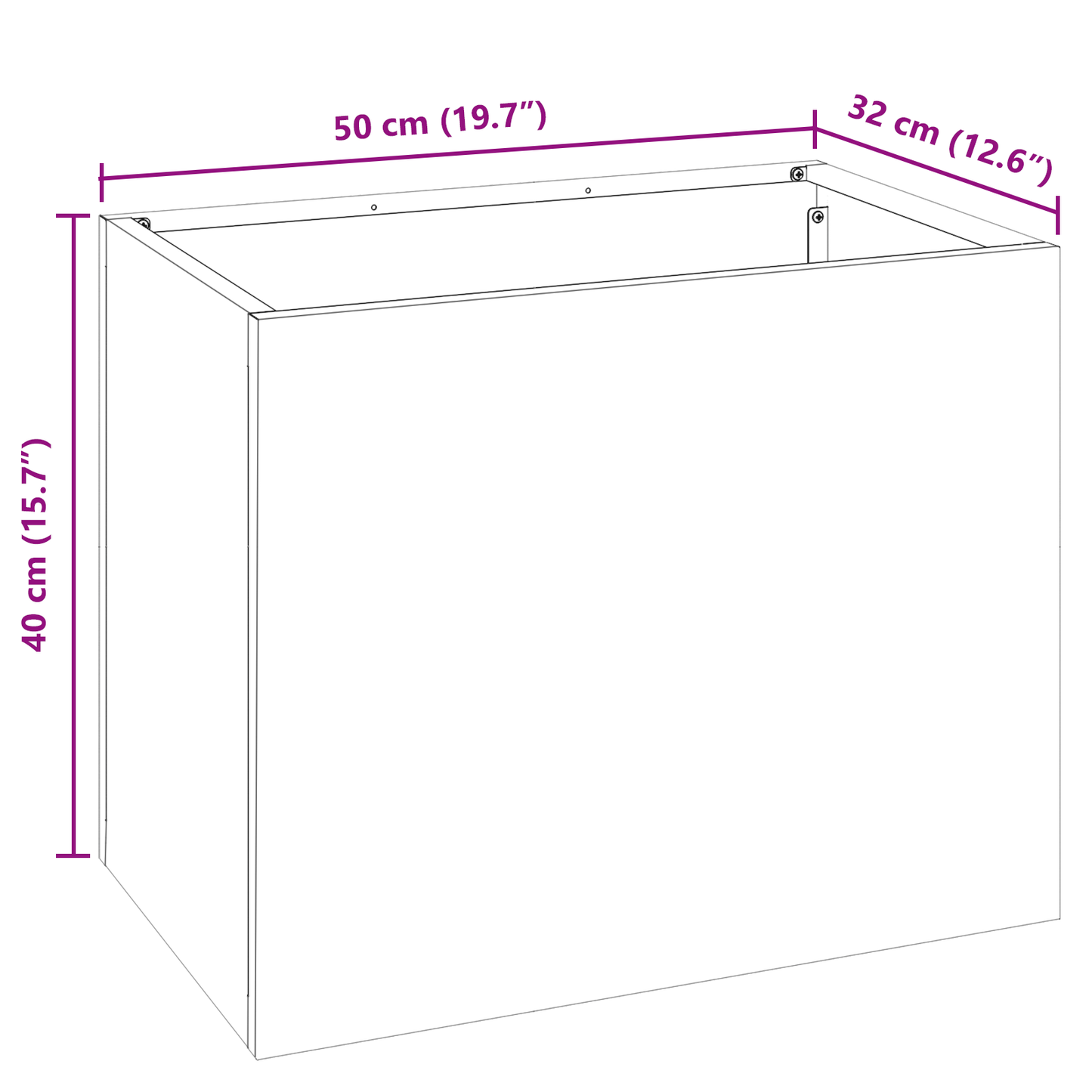 Tuin Bloempot Zwart 50 x 32 x 40 cm Koudgewalst staal
