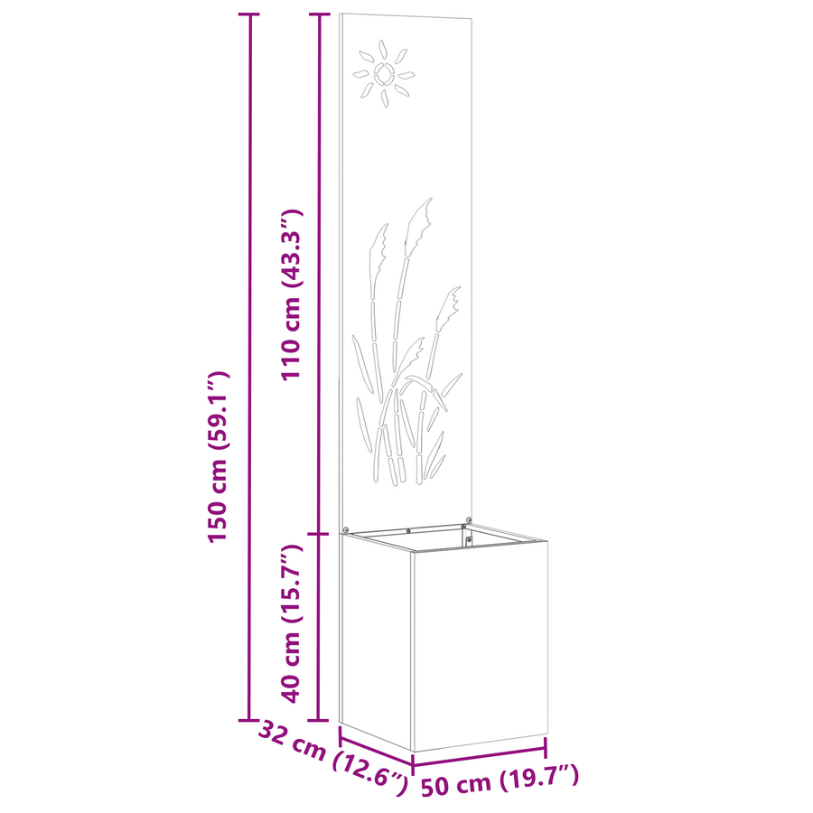 Tuinplant met Decoratief Paneel Olijfgroen 32 x 140 cm