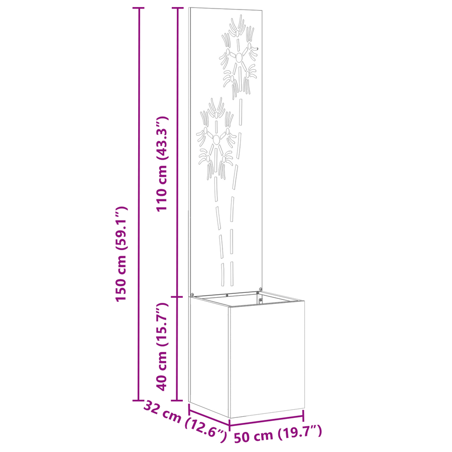 Tuinplant met Decoratief Paneel Antraciet 32 x 140 cm