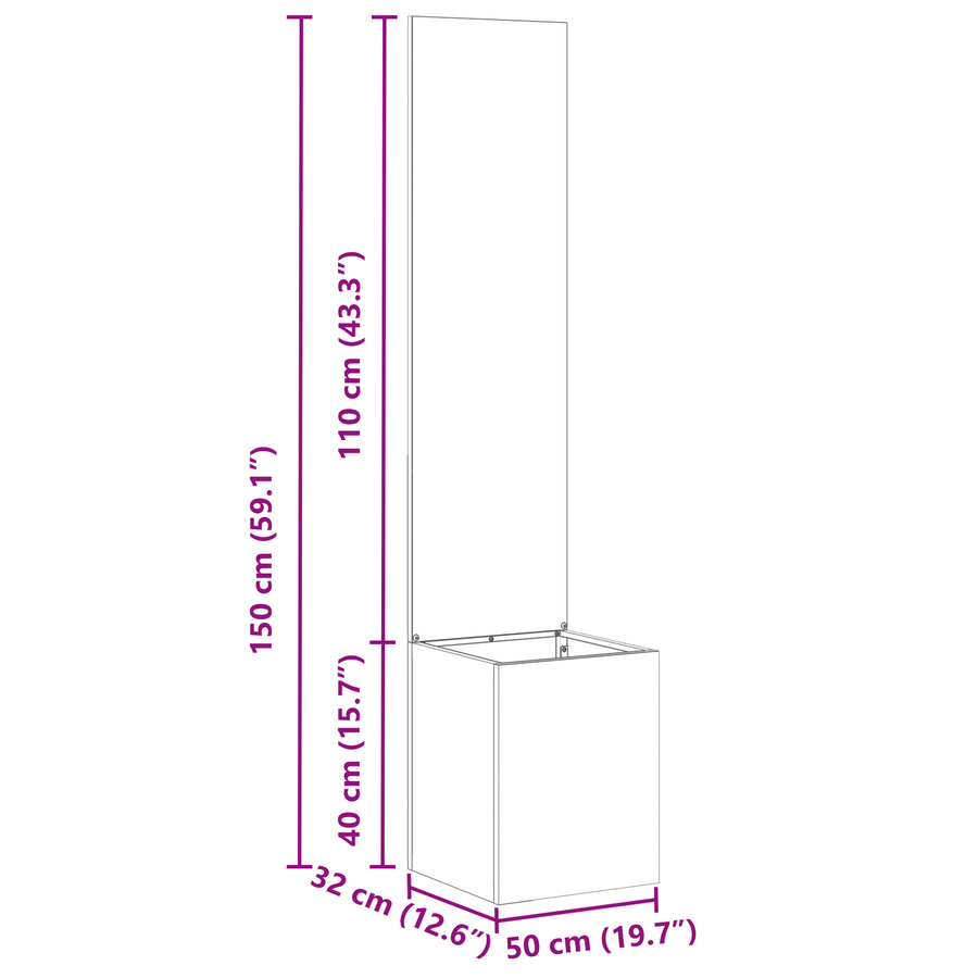 Tuinplant met Decoratief Paneel Zilver 32 x 140 cm