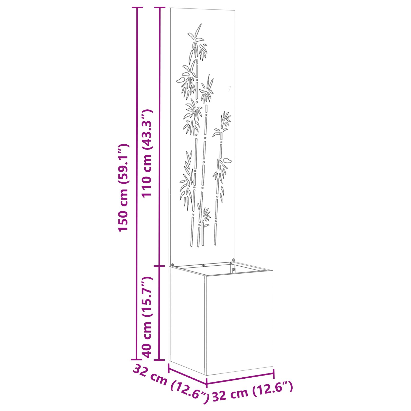 Tuinplant met Decoratief Paneel Olijfgroen 32 x 140 cm