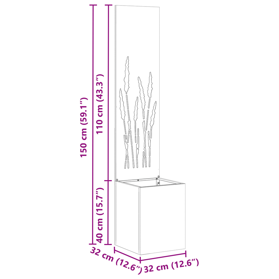 Tuinplant met Decoratief Paneel Antraciet 32 x 140 cm