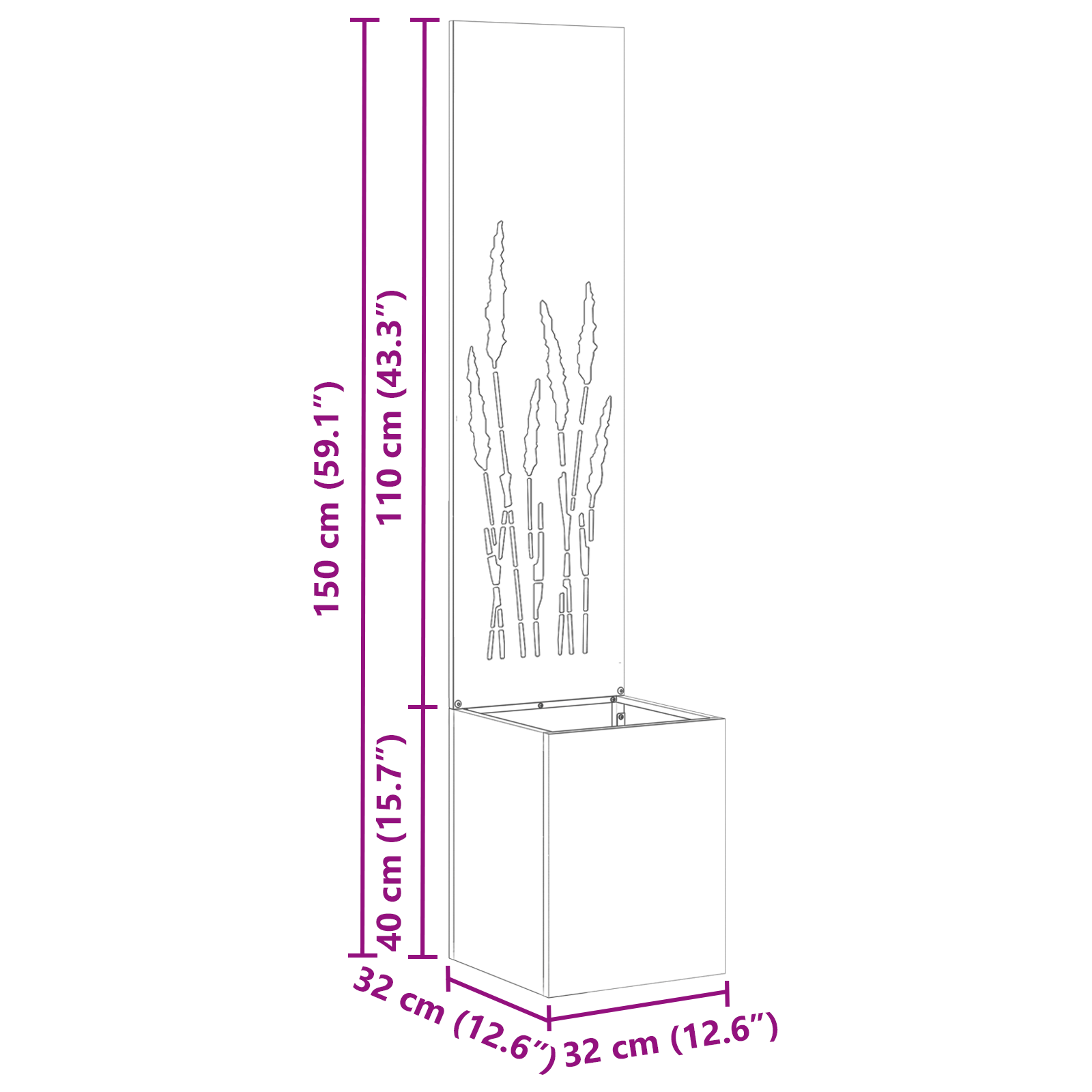 Tuinplant met Decoratief Paneel Olijfgroen 32 x 140 cm