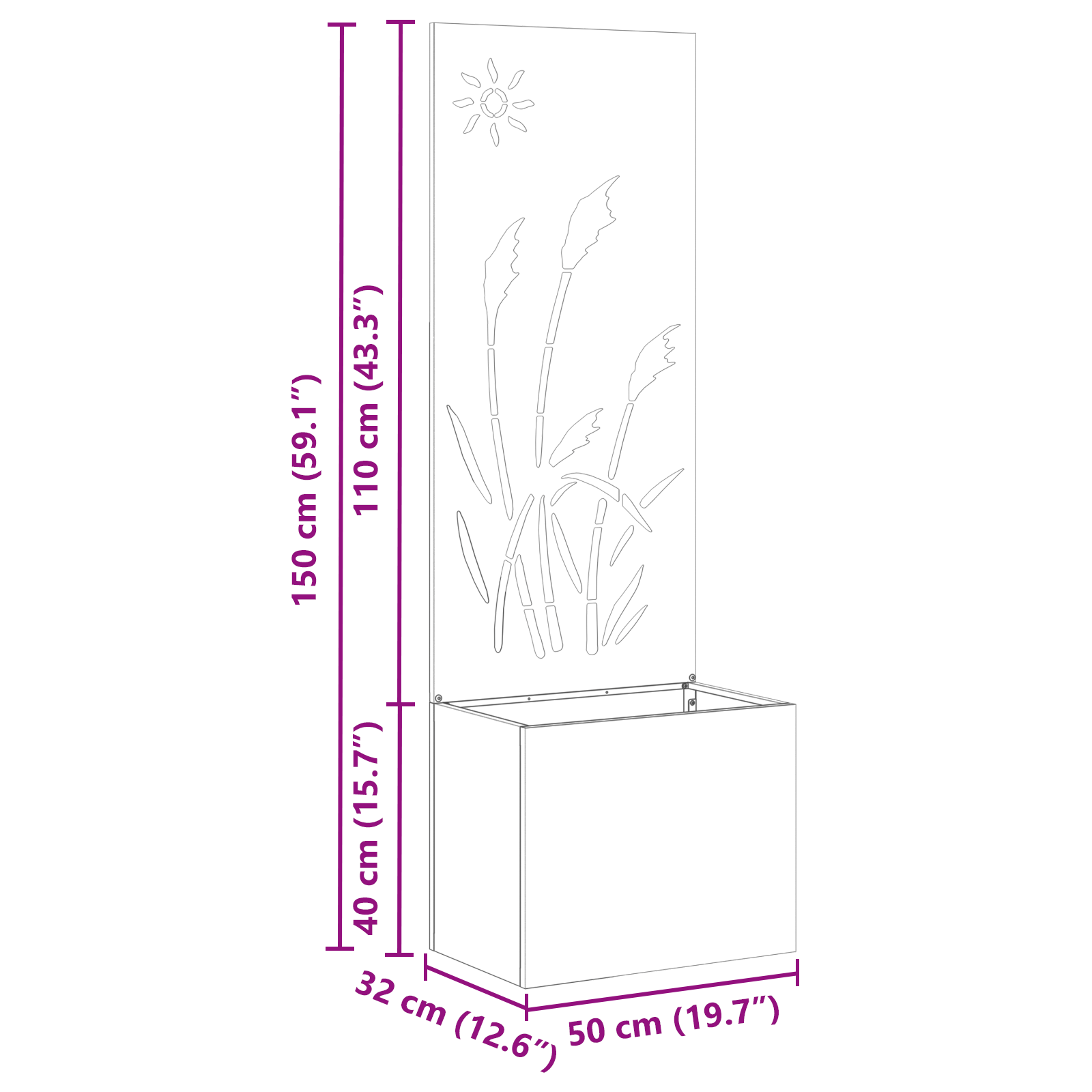 Tuinplant met Decoratief Paneel Roestig 50 x 140 cm