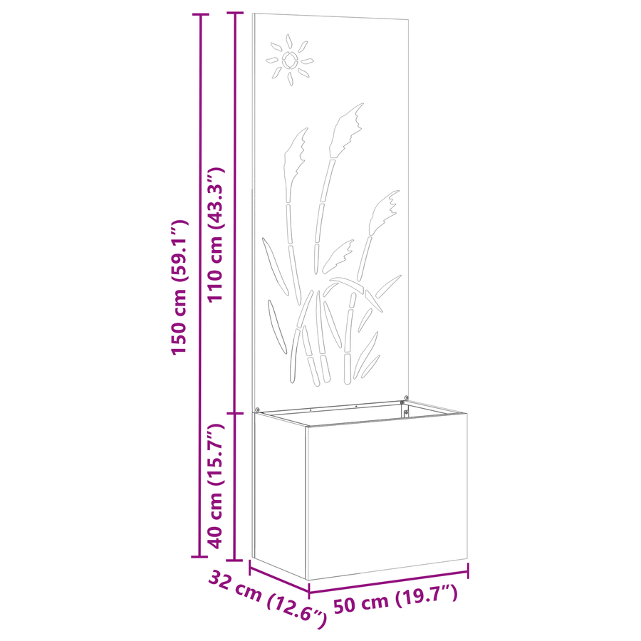 Tuinplant met Decoratief Paneel Roestig 50 x 140 cm