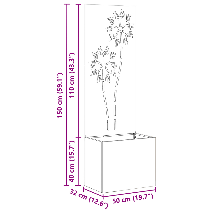 Tuinplant met Decoratief Paneel Zilver 50 x 140 cm