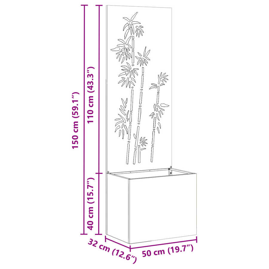 Tuinplant met Decoratief Paneel Wit 50 x 140 cm