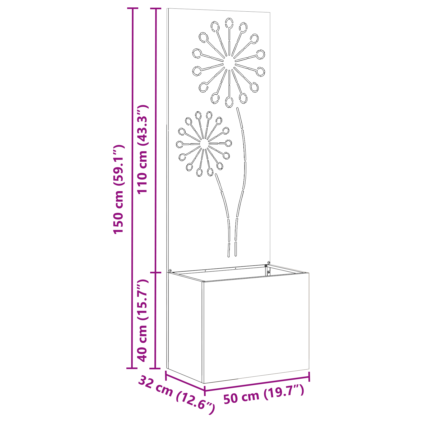 Tuinplant met Decoratief Paneel Olijfgroen 50 x 140 cm