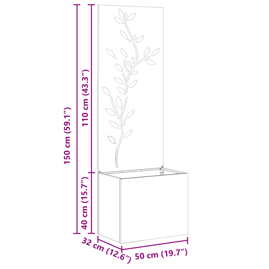 Tuinplant met Decoratief Paneel Roestig 50 x 140 cm