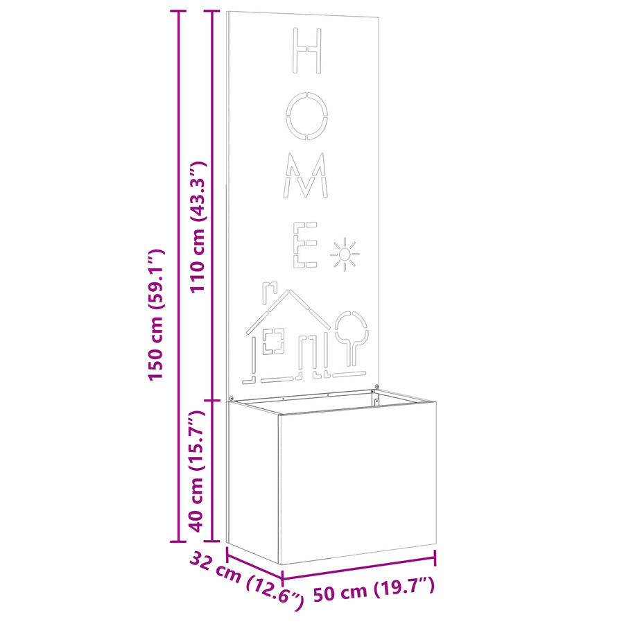 Tuinplant met Decoratief Paneel Zilver 50 x 140 cm