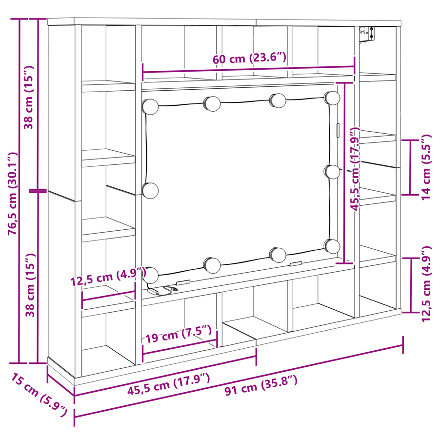 Spiegelkast Oud hout 91 x 15 x 76.5 cm Bewerkt hout