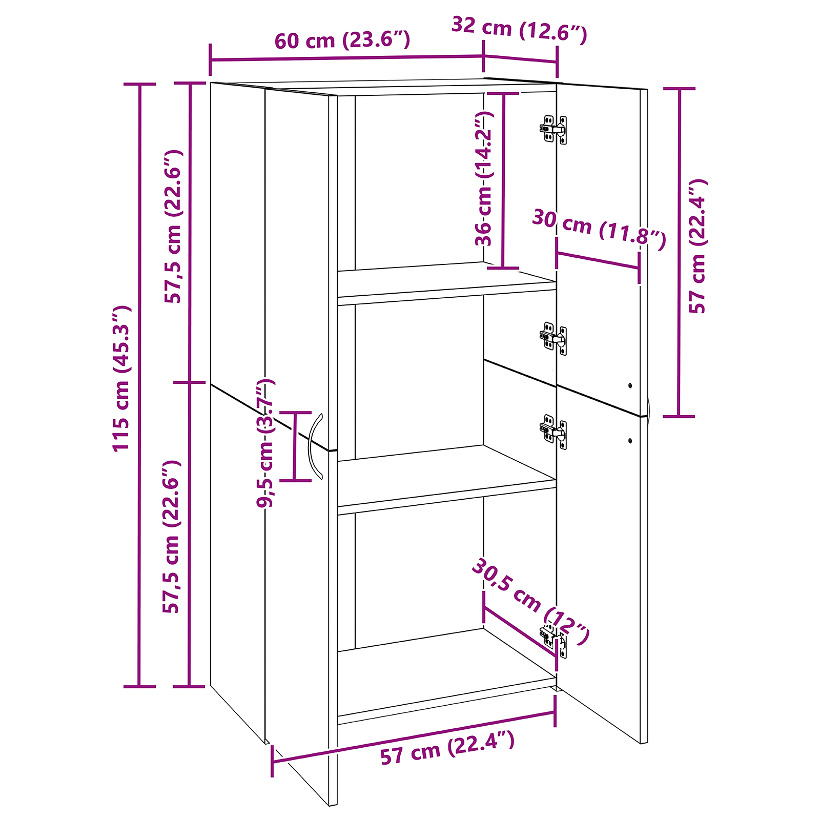 Kantoor kast met plank artisanaal eikenkleurig 60 x 32 x 115 cm