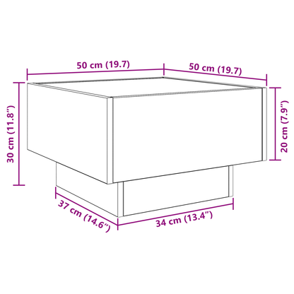 Salontafel artisanaal eikenkleurig 50 x 50 x 30 cm Bewerkt hout