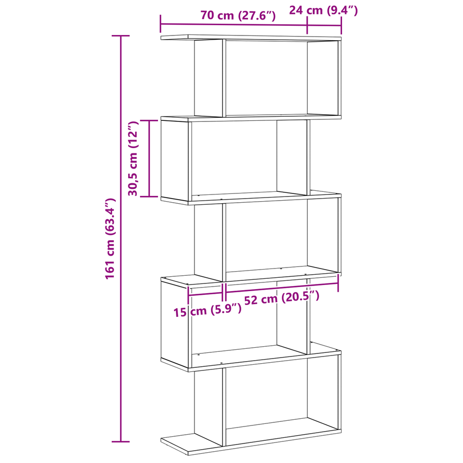 Boekenkast Bruin 70 x 24 x 161 cm Bewerkt hout