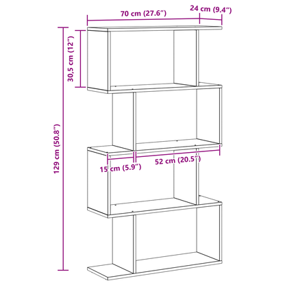Boekenkast Zwart eiken 70 x 24 x 129 cm Bewerkt hout