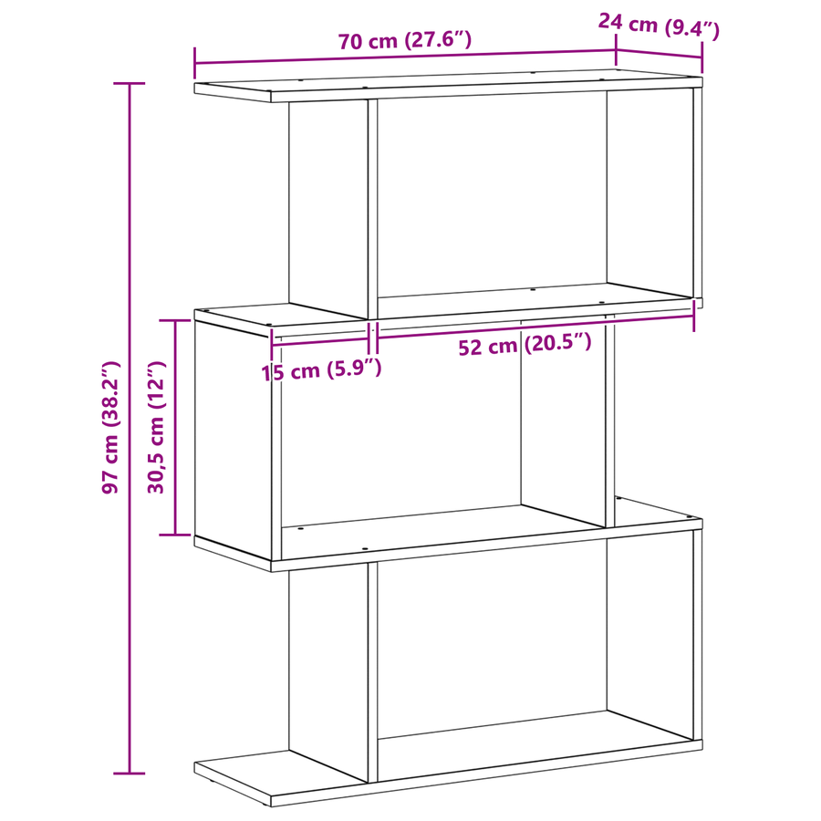 Boekenkast Bruin 70 x 24 x 97 cm Bewerkt hout