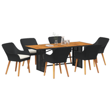 7-delige tuinset zwart poly rattan